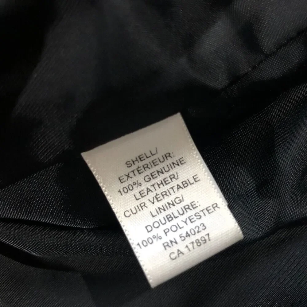 Banana Republic Black Genuine Leather Jacket Mens Large Vintage Y2K Full Zip EUC